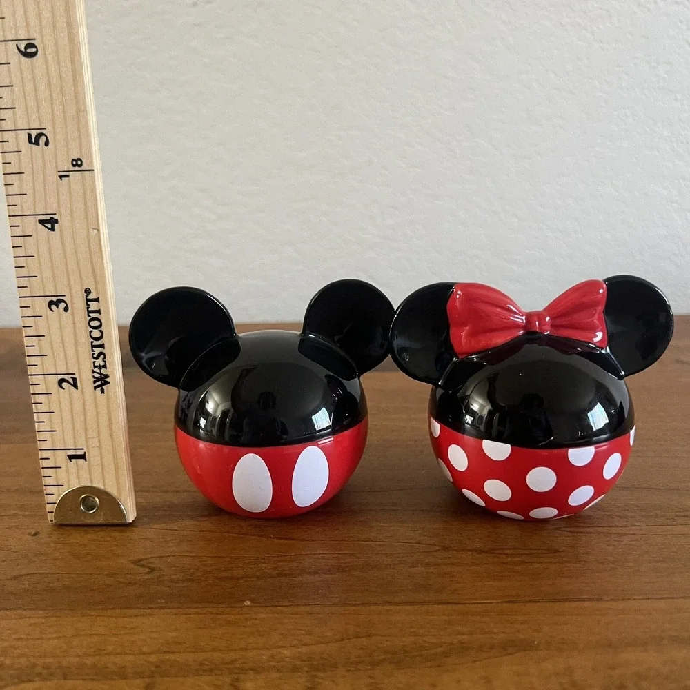 Disney Mickey and Minnie Mouse Ceramic Salt and Pepper Shakers Set, Red & Black